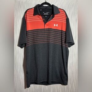 LG Men's Polo with Orange and and Dark Gray Stripes